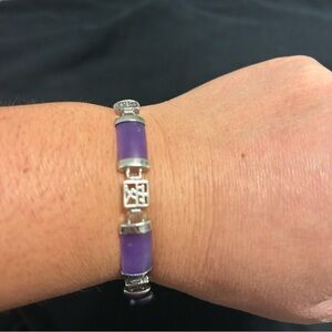 Elegant Purple Jade and Silver Bracelet